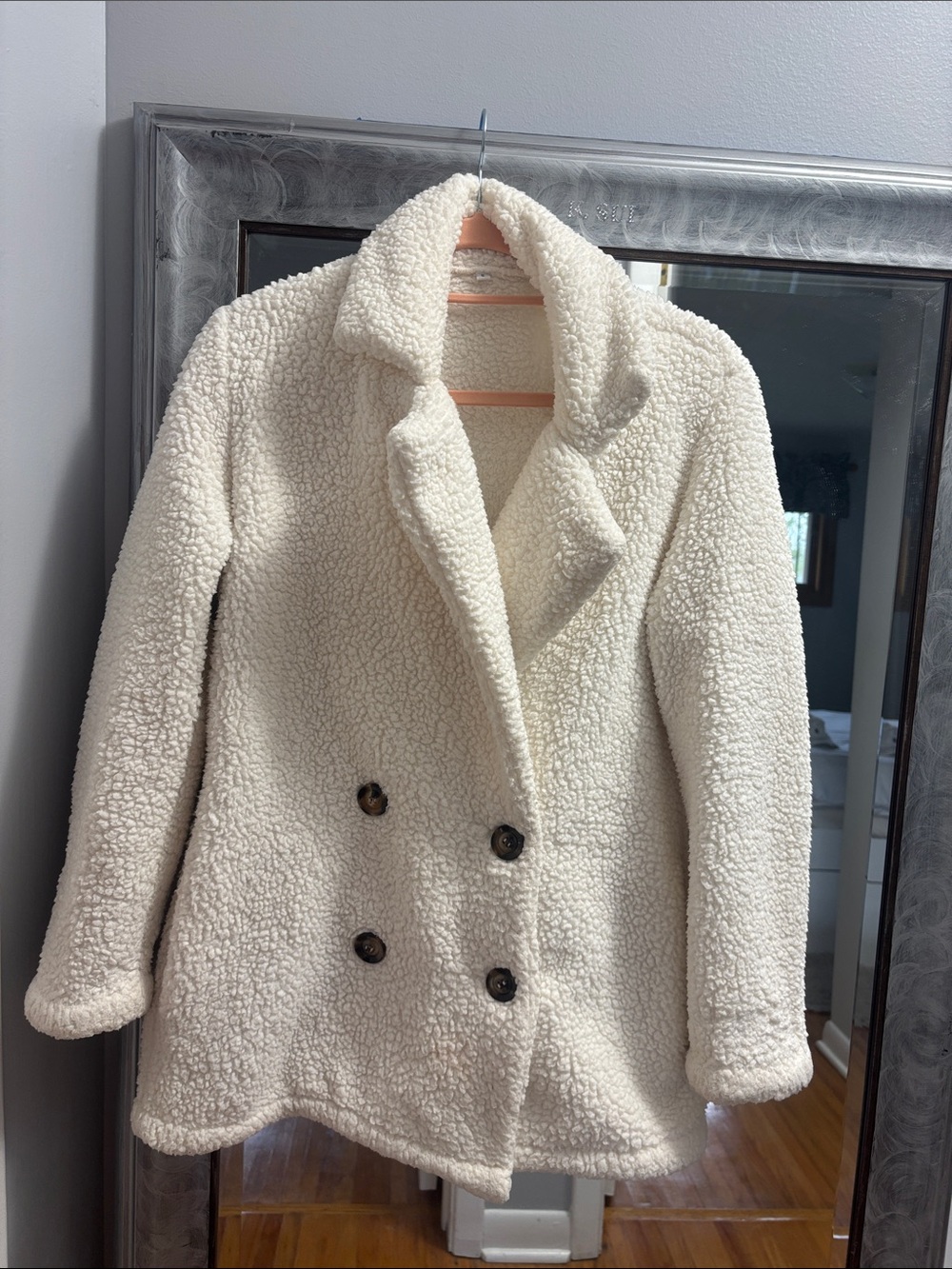 Women's Cream Sherpa Peacoat Jacket